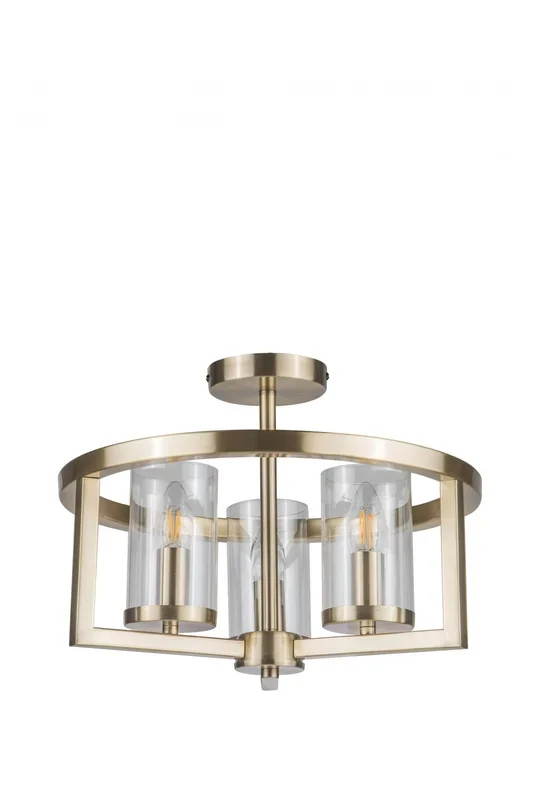 Magnalux Costello 3 Light Semi Flush Antique Brass Part Number – COS03AB