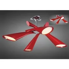 Mantra M0911 Pop Ceiling Semi Flush Convertible 4 Light E27, Gloss Red/White Acrylic/Polished Chrome