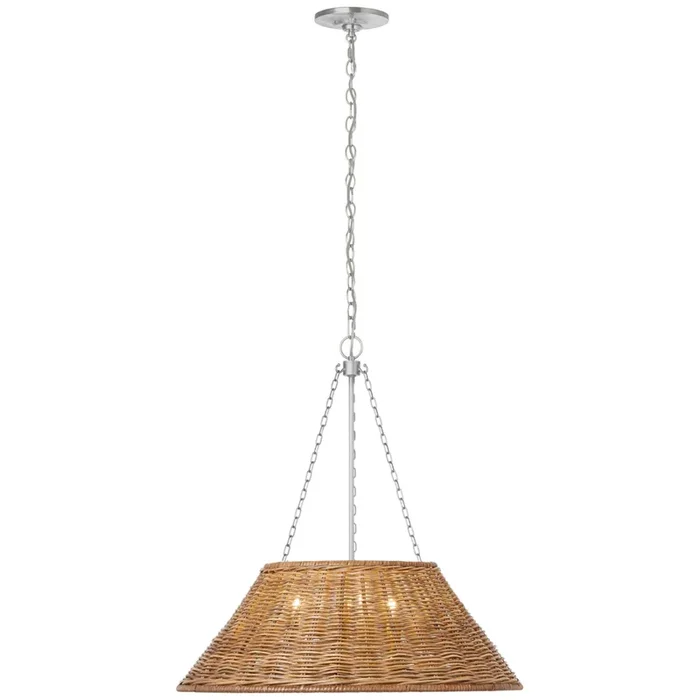 Marie Flanigan Corinne 24″ Woven Hanging Shade in Polished Nickel with Natural Wicker Shade Ceiling Light W24″MF 5032PN-NTW