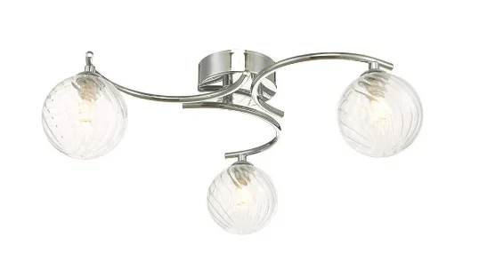Matisse 3 Light Semi Flush Polished Chrome Twisted Ribbed Glass MAT3PC/GALG03