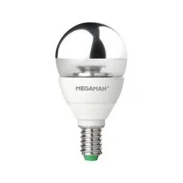 Megaman LED 5W 240V SES E14 Dimmable Golf Ball Round Mirror Top Crown Silver