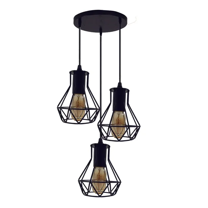 Modern 3 Head Pendant Light Cluster Light Fitting Diamond Cage Style Lights~2591