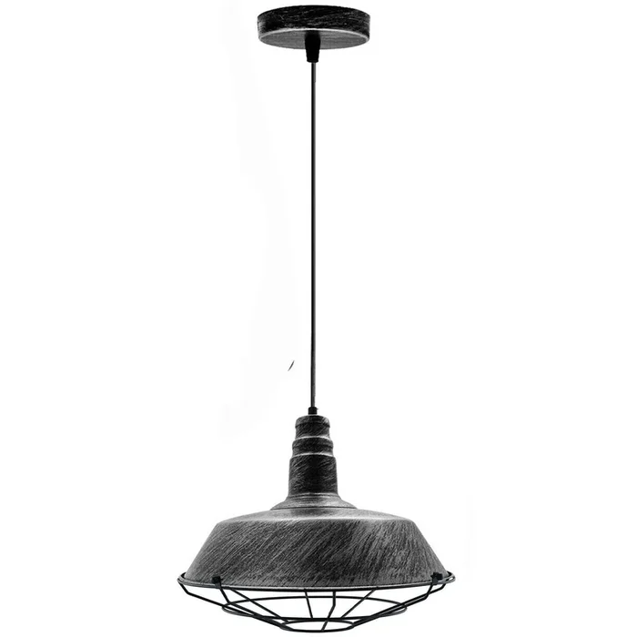 Modern Farmhouse Pendant Light Brushed Silver Barn Shade ~1553
