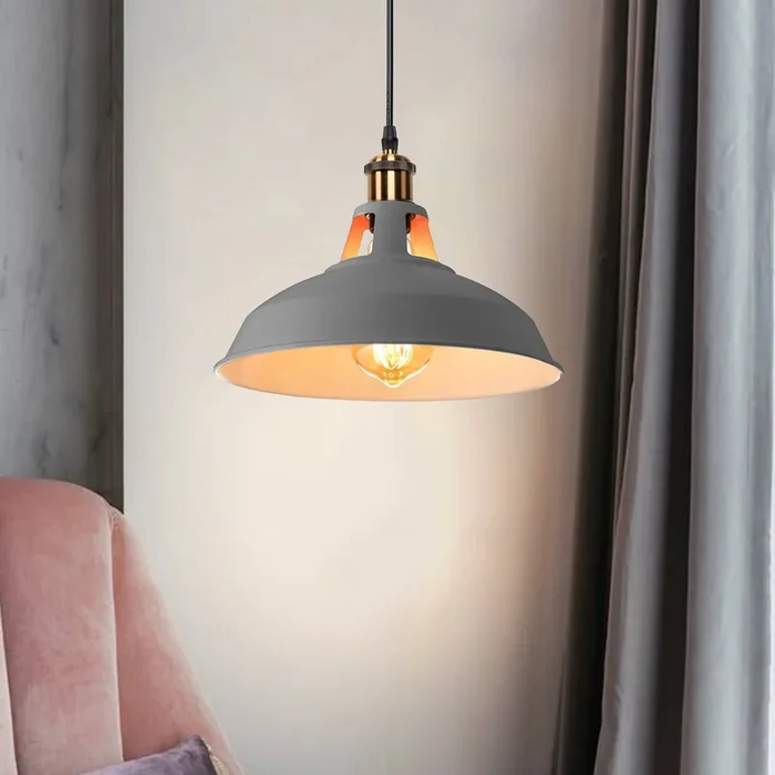 Modern Industrial Retro-Style Grey Metal Ceiling Pendant Light ~2558