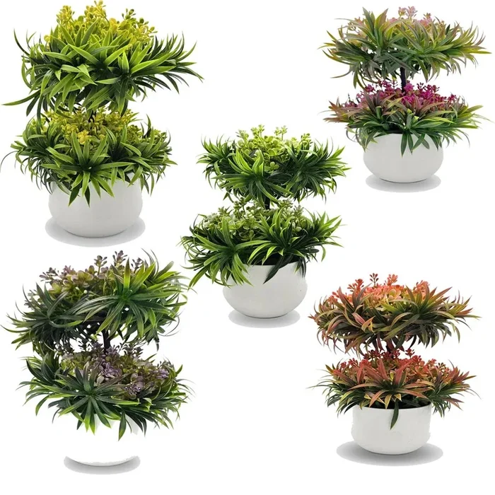 Modern Mini Artificial Bonsai Tree | Indoor/Outdoor Decoration, 2 Pack ~5381