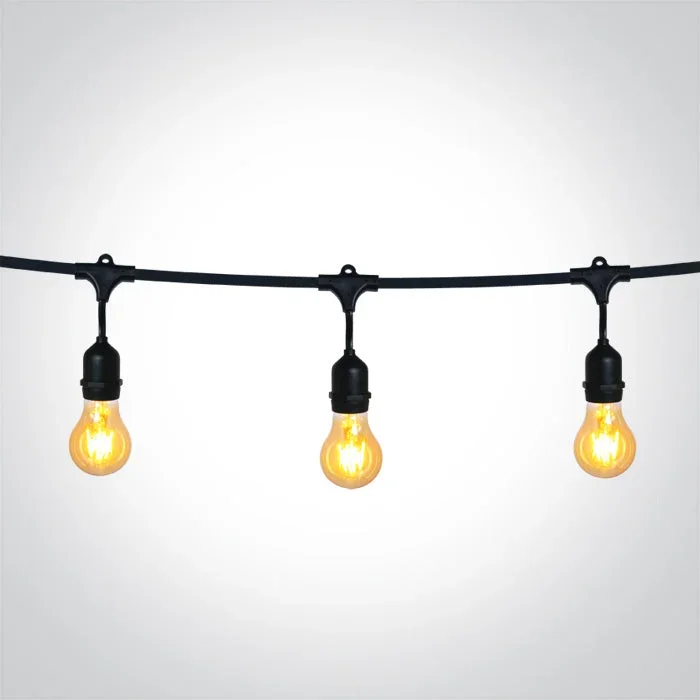 One Light 0994/B BLACK STRING LIGHTS IP44 8,5m 15x E27 60w