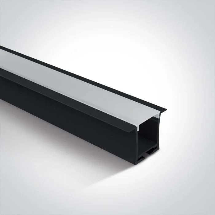 One Light 7912R/B BLACK RECESSED PROFILE 2m + PC opal diffuser