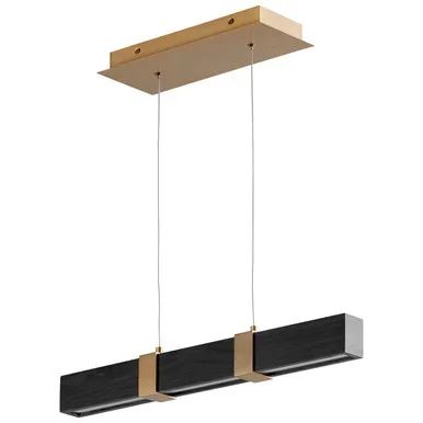 Oxygen Decca LED Pendant in Aged Brass W/ Black Oak – 3-24-1540