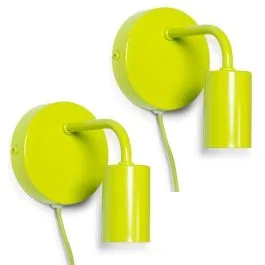 Pair of Jordy Colour Pop Plug In Wall Lights in Lime Green