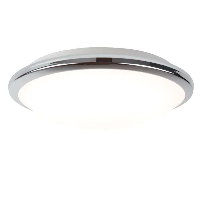 Polished Chrome Bathroom LED IP44 Flush Fitting With Frosted Glass Shade – Diameter 30cm