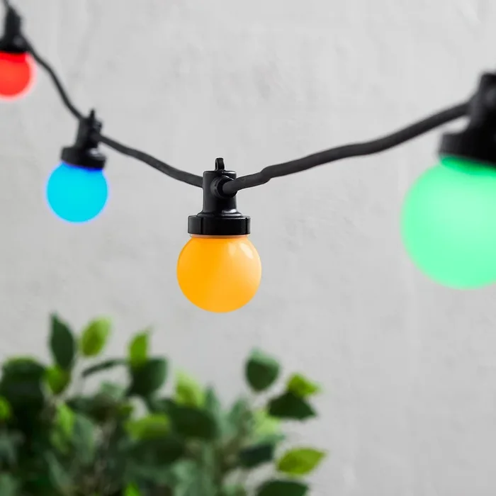 Pro Connect 10m 20 Multi Coloured Connectable Festoon Lights Black Cable