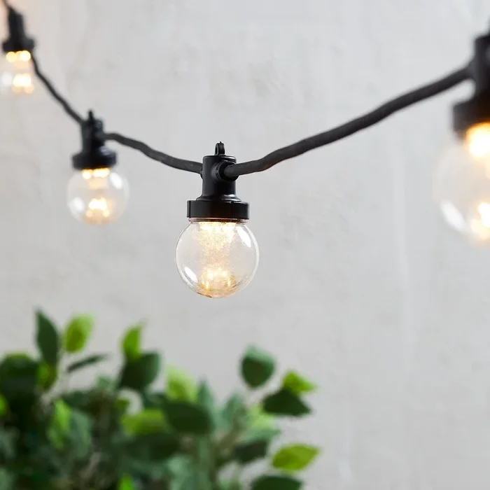 Pro Connect 45m 90 Warm White Connectable Festoon Lights Clear Cap Black Cable