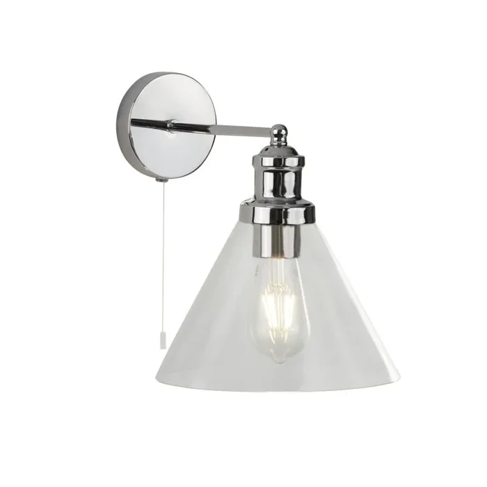 Pyramid Wall Light – Chrome, Clear Glass Shade