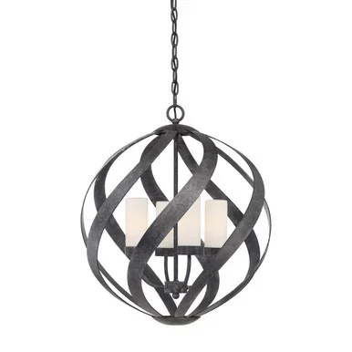 Quoizel Blacksmith Four Light Pendant in Old Black Finish – BMS2820OK