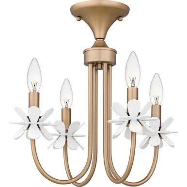Quoizel Remy Four Light Semi-Flush Mount in Bronze Gold – REY1716BGD