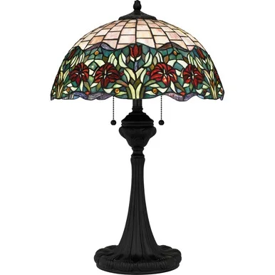 Quoizel Tiffany Three Light Table Lamp in Matte Black – TF16141MBK