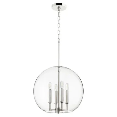 Quorum 873 Globe Pendants Four Light Pendant in Polished Nickel – 873-4-62