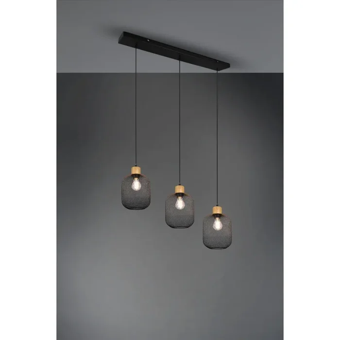 Reality Calimero Pendant Light black, 3-light sources