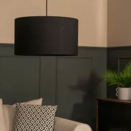 Reni Black Fabric Large Drum Shade
