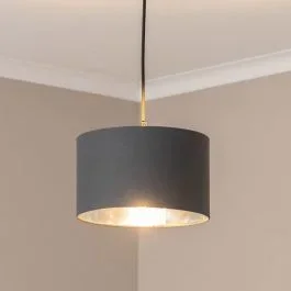 Reni Small Pendant Shade Charcoal & Chrome Inner