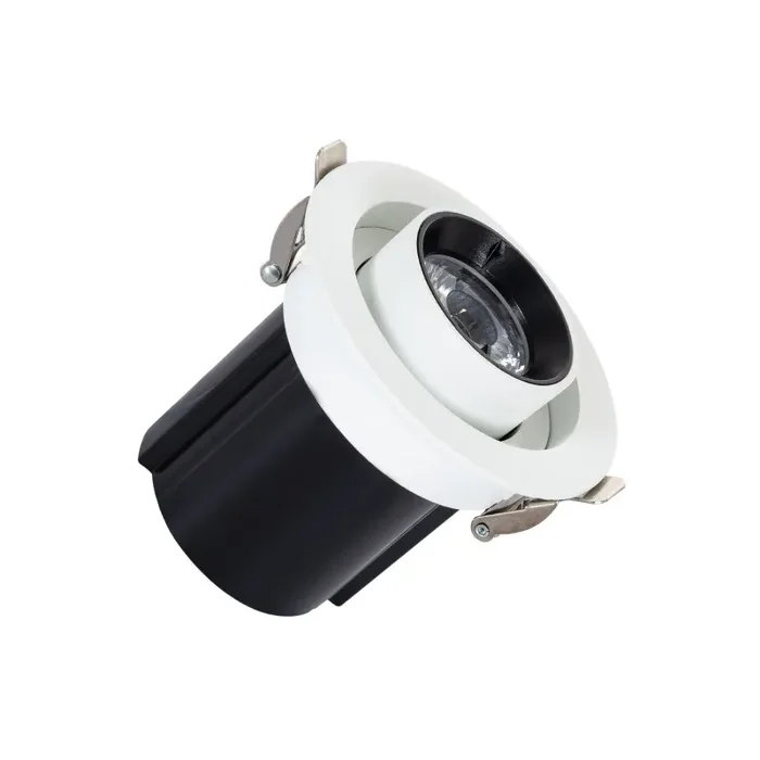 Round 12W Daylight LED Adjustable Downlight Sanaqi Cutout 75mm with LIFUD Driver – Black & White
