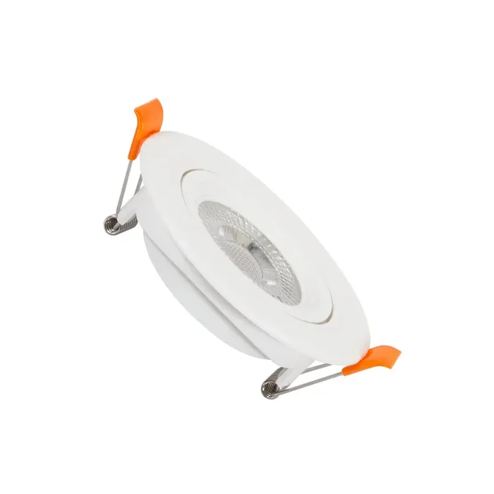 Round Solid 5W Warm White COB LED Adjustable Downlight Cutout 75mm – White
