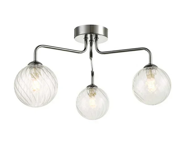 Rubens 3 Light Semi Flush Polished Chrome Twisted Glass RUB3PC/GALG03