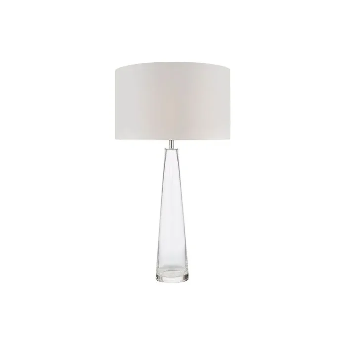 Samara 1 Light E27 Clear Glass Table Lamp With Inline Switch C/W Lyris E27 Ivory Cotton 35cm Drum Shade