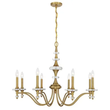 Savoy House Champlain Eight Light Chandelier in Warm Brass – 1-1362-8-322
