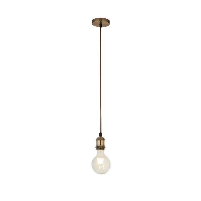 Searchlight Antique Brass 1Lt Cable Suspension – 1.5m Brown Cable Search Light Part Number 7461AB