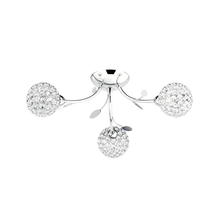 Searchlight Bellis Ii – 3Lt Ceiling Semi-Flush, Chrome, Clear Glass Deco Shade 6573-3Cc