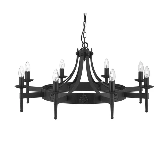 Searchlight Cartwheel Ii – 8Lt Ceiling, Wrought Iron Black 2428-8Bk