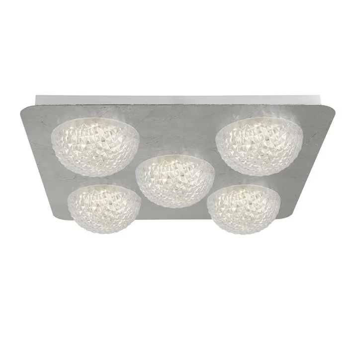 Searchlight Celestia 5Lt Led Ceiling Light – Silver Leaf With Clear Acrylic 32511-5Si