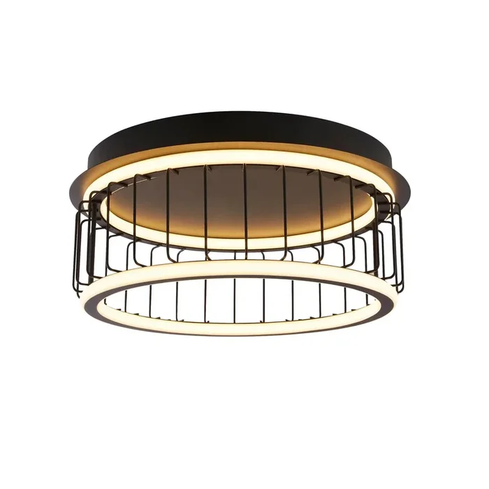 Searchlight Circolo Cage Flush – Black Metal & White Silicon Search Light Part Number 54215-1BK