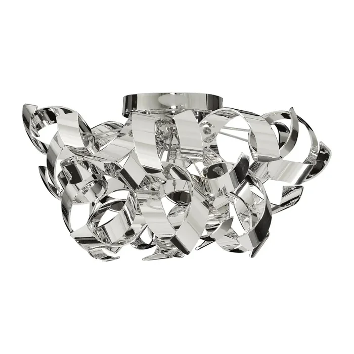 Searchlight Curls 3Lt Semi-Flush – Chrome Metal Search Light Part Number 4973-3CC