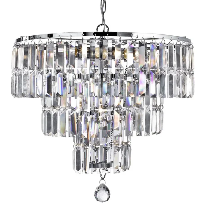 Searchlight Empire – 5Lt Chandelier, Chrome, Clear Crystal 1375-5Cc