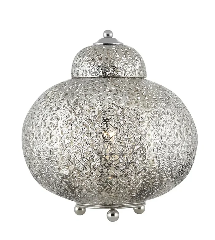 Searchlight Fretwork – Table Lamp, Shiny Nickel 8221-1Ss
