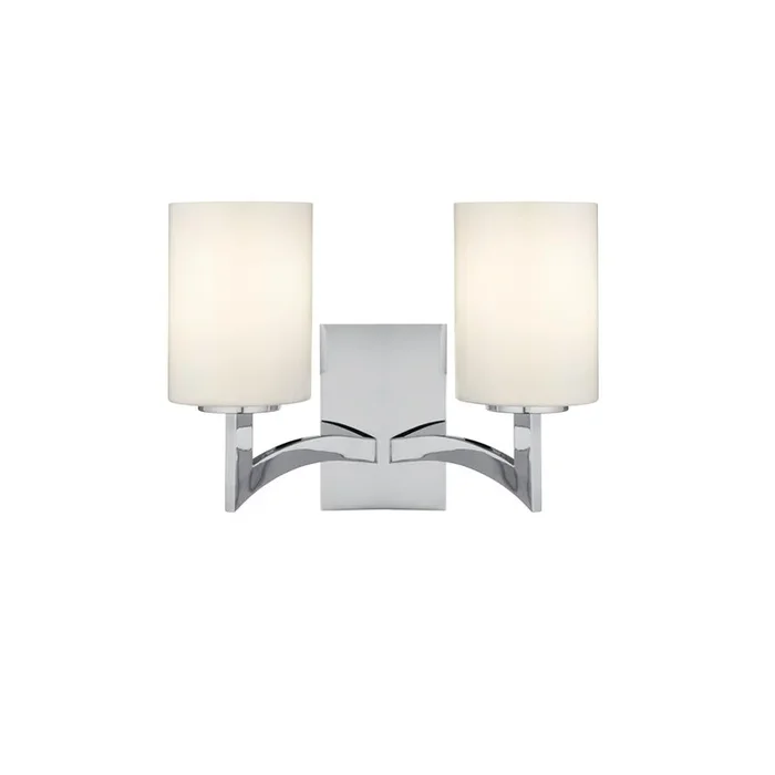 Searchlight Gina – 2 Light Wall Bracket, Chrome, White Glass Shades 4992-2Cc