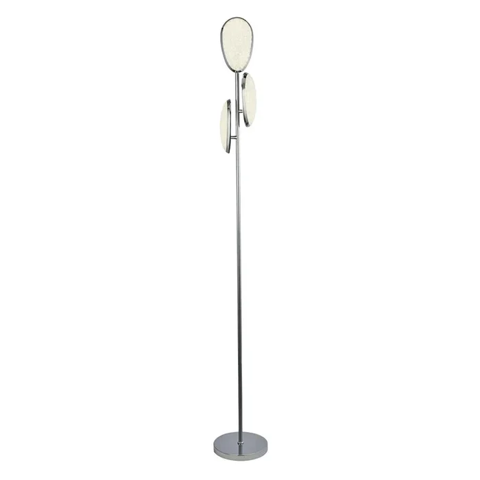 Searchlight Lori 3Lt Led Floor Lamp, Crushed Ice Effect Shade, Chrome 6219Cc