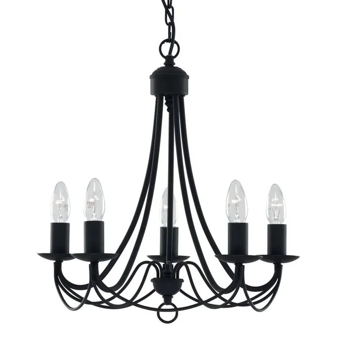 Searchlight Maypole 5Lt Matt Black W/Iron Fitting 6345-5Bk