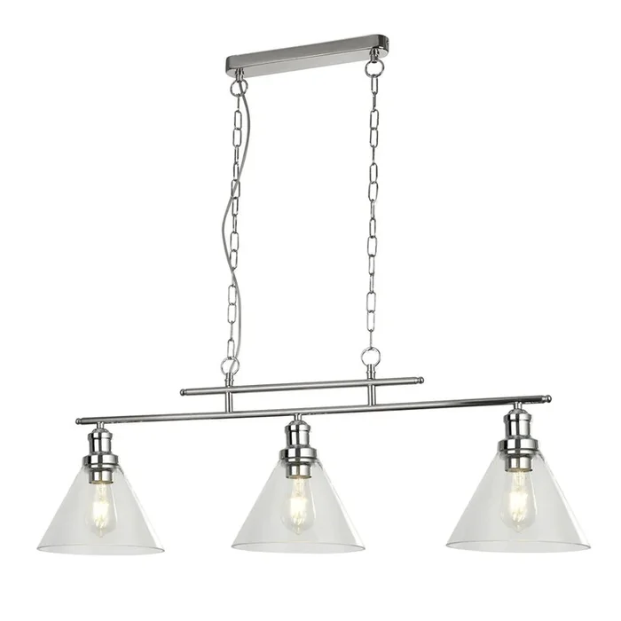 Searchlight Pyramid 3Lt Pendant Cc, Clear Glass Shade 1277-3Cc