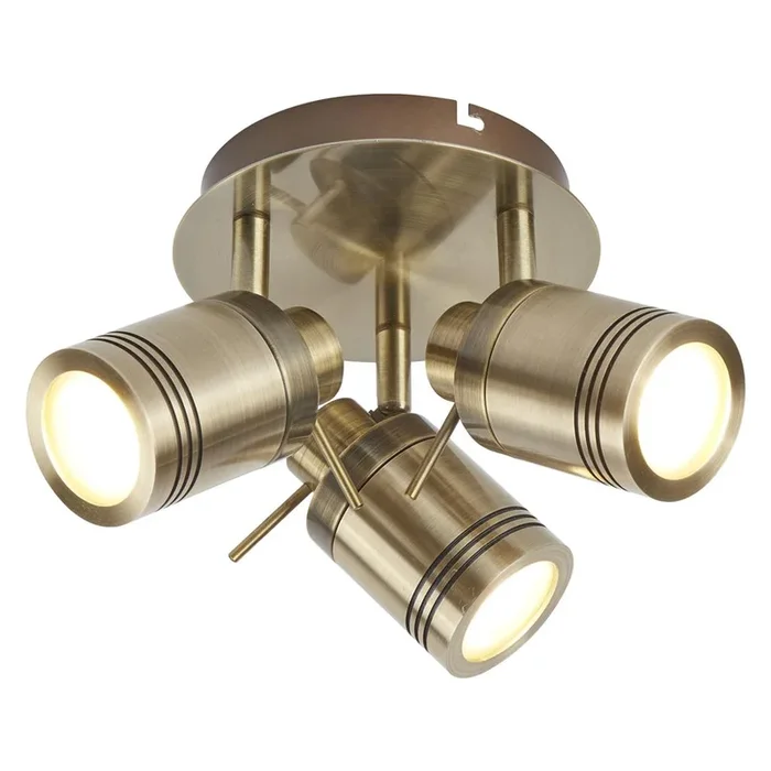 Searchlight Samson 3Lt Ip44 Bathroom Spot Plate, Antique Brass 6603Ab