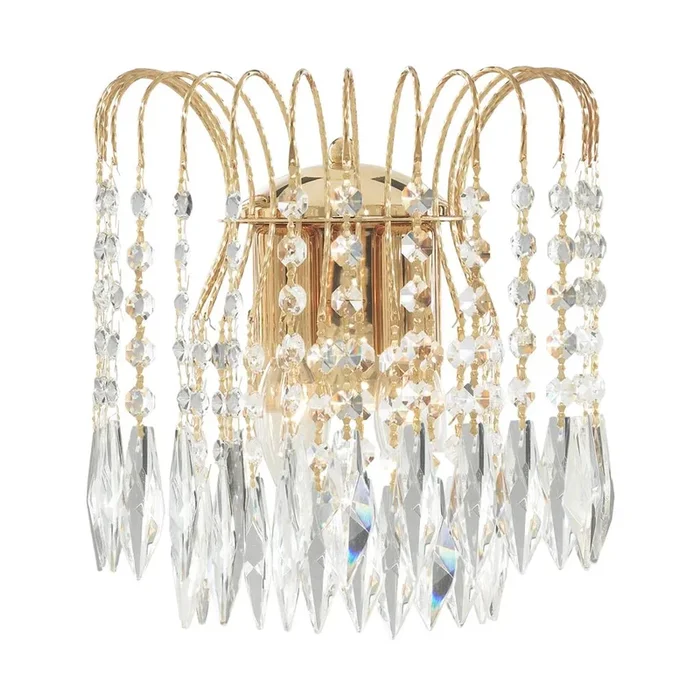 Searchlight Waterfall – 2Lt Wall Bracket, Gold, Clear Crystal 5172-2