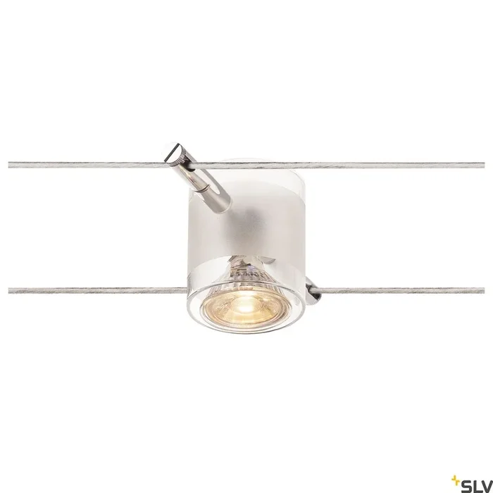 SLV COMET, cable luminaire for TENSEO low-voltage cable system, QR-C51, chrome, semi-frosted glass 139122