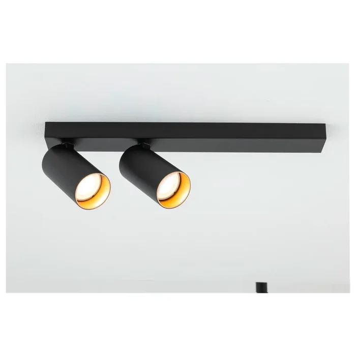 SLV KAMI, ceiling-mounted light, double, long, 2x max. 10 W, GU10, black/gold 1007729