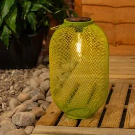 Solar Lime Green Metal Mesh Lantern