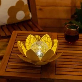 Solar Yellow Metal Waterlily Light