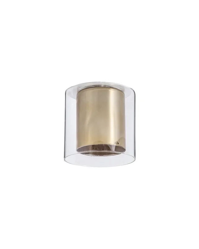 Spacek 140x140mm Medium Cylinder Clear Outer And Gold Inner Glass Shade EM0148-HSA