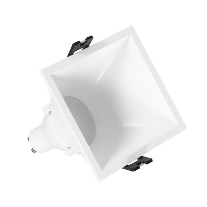 Square Low UGR Downlight 45º Cutout 85x85mm with 6W Cool White LED Bulb – GU10 – White