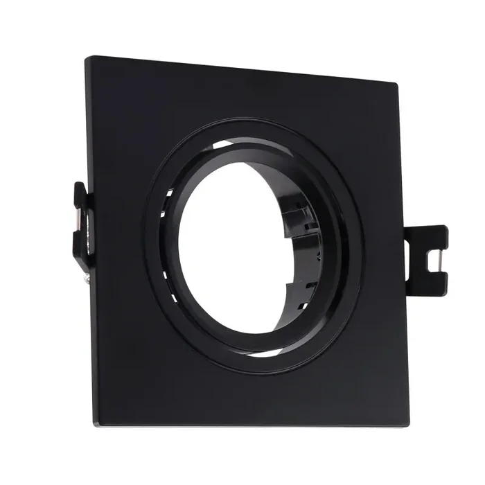 Square Tilting Downlight Bezel Cutout 75 mm for a GU10/GU5.3 LED Bulb – Matt Black